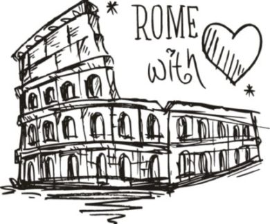 27880453 - sketch colosseum rome with love